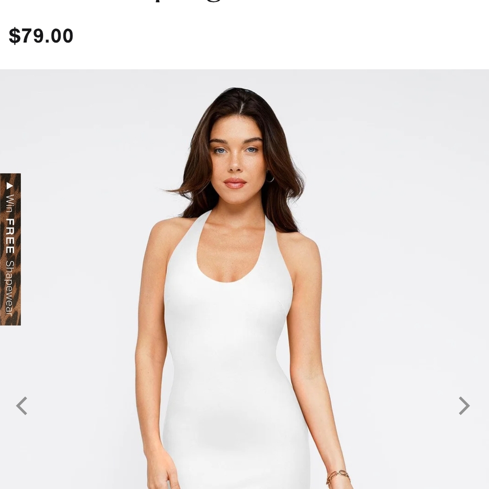 White Sleeveless Halter Bodycon Dress Built-in Shape Wear